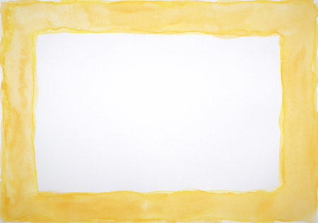 Yellow watercolor hand brush drawn frame with copy of the space for the text.の写真素材