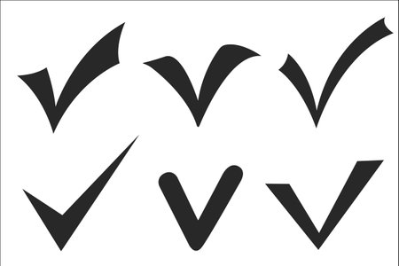 Check mark icons set isolated, checkbox approved accepted signsのイラスト素材