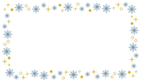 Christmas holiday winter border with snowflakes and stars and empty space for text.のイラスト素材