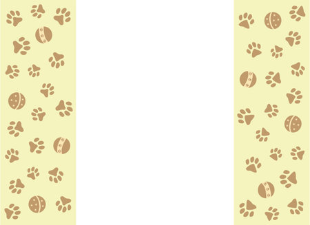 Footprints pets animals with balls decorative frame with empty space for text vector design template.のイラスト素材