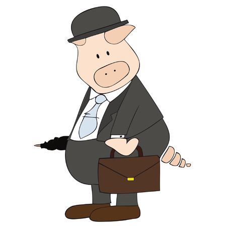 Vectorial: This is a caricature of a pig disguised as Businessman.のイラスト素材
