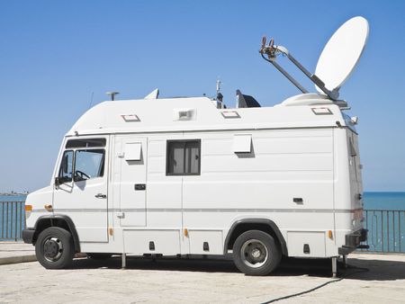 Tv news truck. の写真素材
