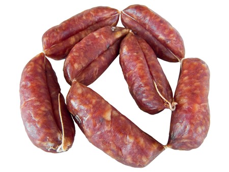 Norcia sausage isolated on white.の写真素材