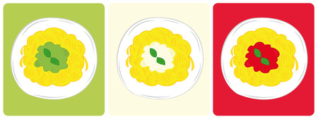 Italian spaghetti sauce tris. のイラスト素材