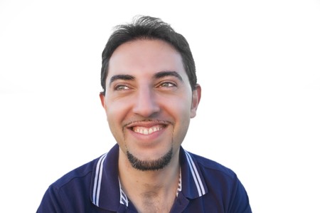 Smiling man isolated on white background.の写真素材