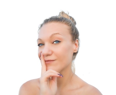 Blonde woman wink.の写真素材