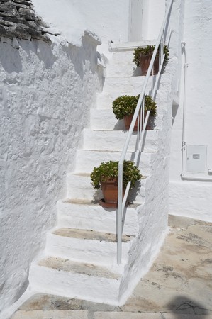 Close up of a Trullo Staircase. Alberobello. Apulia.の写真素材