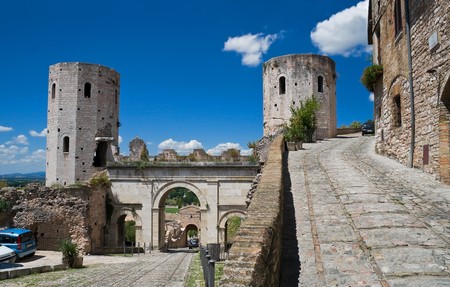 Towers of Properzio. Spello. Umbria.の写真素材