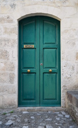 Wooden green door.の写真素材