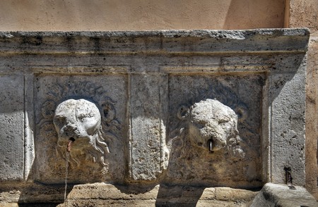Stone fountain. Assisi. Umbria.の写真素材