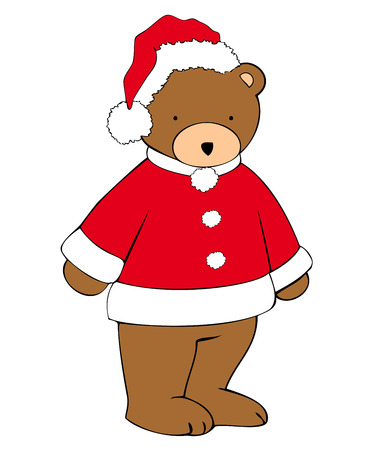 Teddy-bear with Santa Claus Hat.のイラスト素材