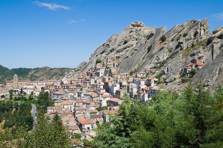 Panoramic view of Pietrapertosa. Basilicata. Italy.の写真素材