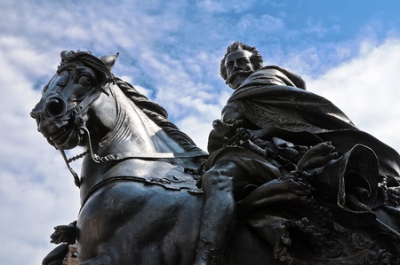 Alessandro Farnese Statue. Piacenza. Emilia-Romagna. Italy.の写真素材