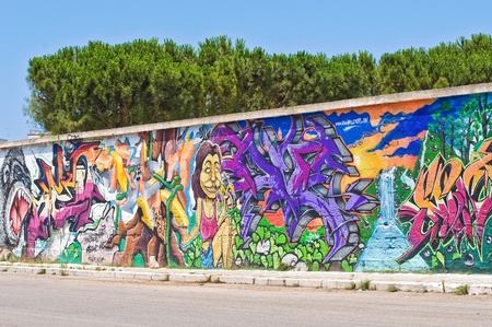 Wall with graffiti.