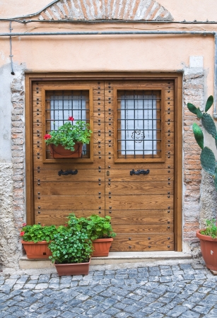 Wooden door  Civita Castellana  Lazio  Italy の写真素材