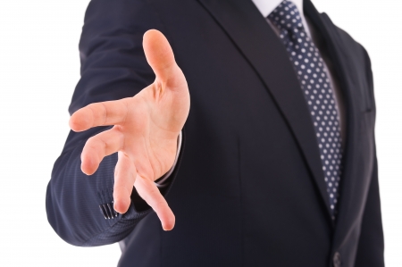 Businessman gesturing with hand の写真素材