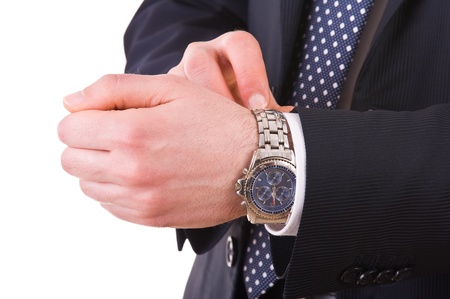 Businessman's hand with wristwatch.の写真素材