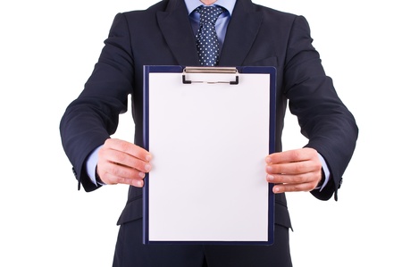 Businessman holding a clipboard.の写真素材
