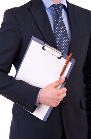 Businessman holding a clipboard.の写真素材