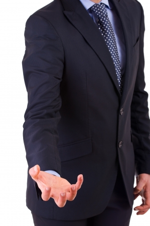 Businessman gesturing with hand の写真素材
