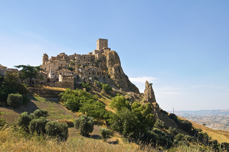 Panoramic view of Craco. Basilicata. Italy.の写真素材