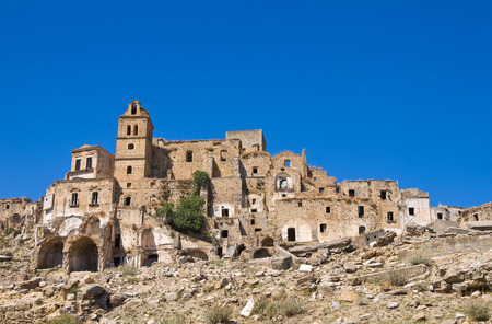 Panoramic view of Craco. Basilicata. Italy.のeditorial素材