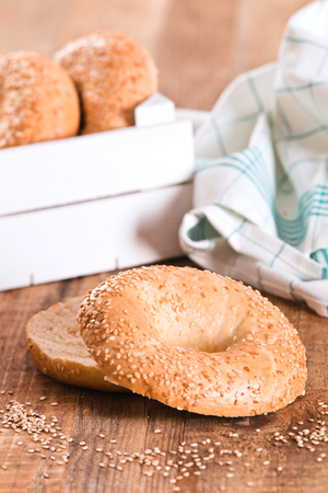 Sesame bagels.の写真素材