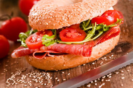 Sesame bagels. の写真素材