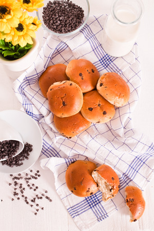 Chocolate chip brioche.の写真素材