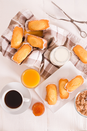 Breakfast with plumcake. の写真素材