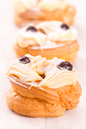 Zeppole with pastry cream.の写真素材