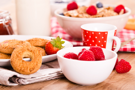Breakfast with wholegrain cereals.の写真素材
