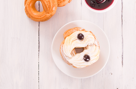 Zeppole with pastry cream. の写真素材