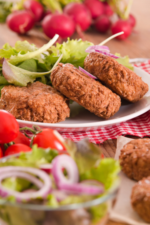 Meatballs with salad.の写真素材