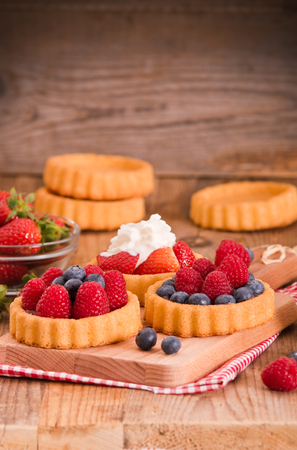 Tartlets with forest fruits.の写真素材