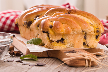 Brioche with chocolate chips. の写真素材