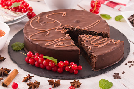 Sachertorte chocolate cakeの写真素材