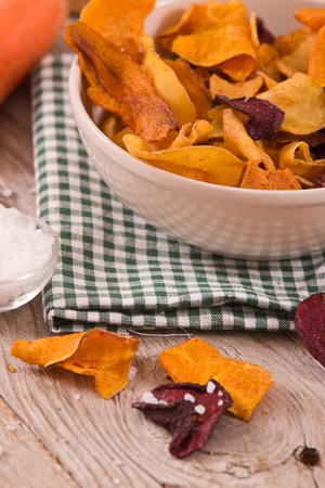 Mixed vegetable crisps.の写真素材