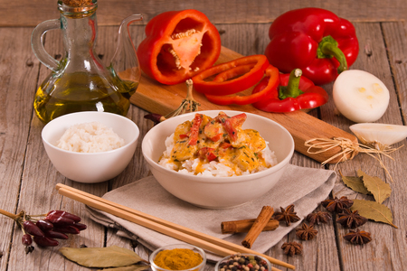 Red thai curry.の写真素材