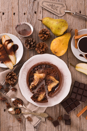 Pear and Chocolate Tart.の写真素材