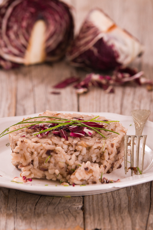 Risotto with red radicchio.の写真素材