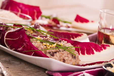 Risotto with red radicchio.の写真素材