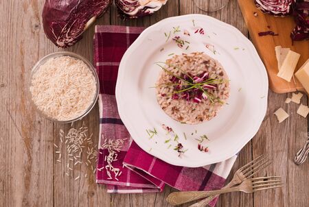 Risotto with red radicchio.の写真素材