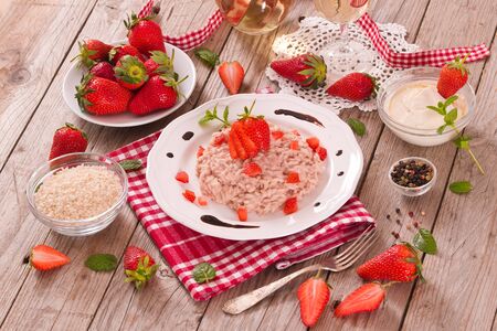 Strawberry risotto.の写真素材