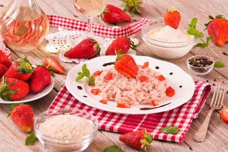 Strawberry risotto.の写真素材