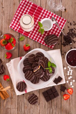 Soft cakes with strawberry.の写真素材