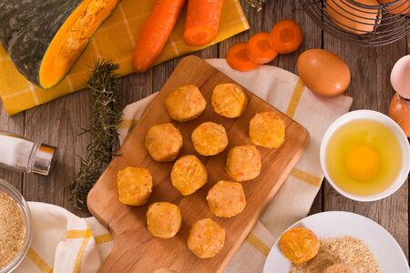 Pumpkin chicken meatballs.の写真素材
