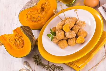 Pumpkin chicken meatballs.の写真素材