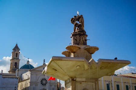 Monumental fountain. Mola di Bari. Puglia. Italy.のeditorial素材