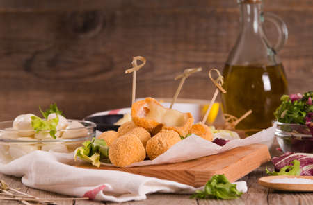 Fried Mozzarella cheese balls.